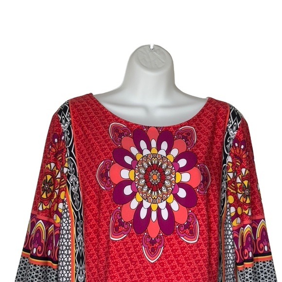 Joseph Ribkoff Boho Multicolour Mixed Print Mandala Lined Sheath Dress Large - Picture 3 of 12